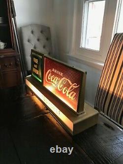 Vintage Coca Cola Fountain Shop Light Up Rare Waterfalls Pause & Refresh Sign