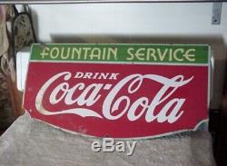 Vintage Coca Cola Fountian Service Porcelain Sign