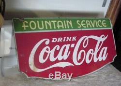 Vintage Coca Cola Fountian Service Porcelain Sign