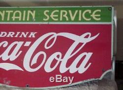 Vintage Coca Cola Fountian Service Porcelain Sign