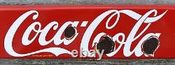 Vintage Coca Cola French Canadian Buvez Glace Porcelain Sign Door Push Bar Store