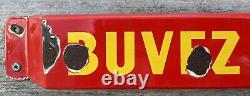 Vintage Coca Cola French Canadian Buvez Glace Porcelain Sign Door Push Bar Store