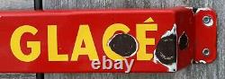 Vintage Coca Cola French Canadian Buvez Glace Porcelain Sign Door Push Bar Store
