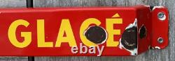 Vintage Coca Cola French Canadian Buvez Glace Porcelain Sign Door Push Bar Store
