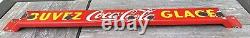 Vintage Coca Cola French Canadian Buvez Glace Porcelain Sign Door Push Bar Store