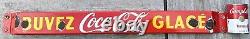 Vintage Coca Cola French Canadian Buvez Glace Porcelain Sign Door Push Bar Store