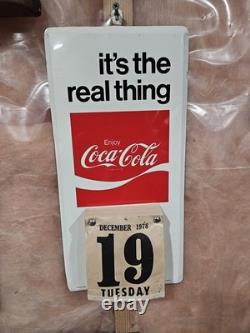 Vintage Coca-Cola It's the Real Thing Metal Calendar Sign 1978 Original