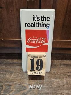 Vintage Coca-Cola It's the Real Thing Metal Calendar Sign 1978 Original