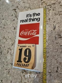 Vintage Coca-Cola It's the Real Thing Metal Calendar Sign 1978 Original