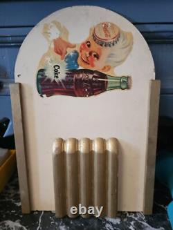 Vintage Coca Cola Kay Inc. Sprite Boy Masonite Display Sign Super Rare
