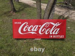 Vintage Coca Cola Large Metal Sign 5.5 ft X 2 ft Porcelain! Original! Great