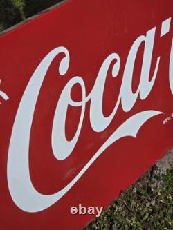 Vintage Coca Cola Large Metal Sign 5.5 ft X 2 ft Porcelain! Original! Great