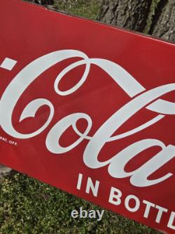 Vintage Coca Cola Large Metal Sign 5.5 ft X 2 ft Porcelain! Original! Great