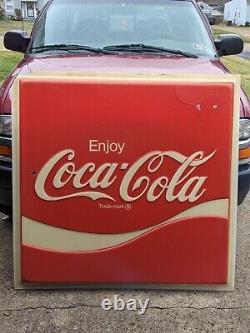 Vintage Coca Cola Large Outdoor Plastic Store Sign 4' X 4' Advertising Soda Pop