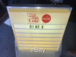 Vintage Coca-Cola Light Up Menu Board Diner