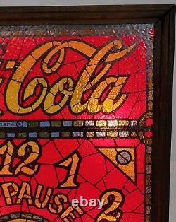 Vintage Coca Cola Lighted Clock Stained Glass Look IMS Corp 1979, Read