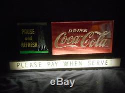 Vintage Coca Cola Lighted Sign with Flowing Water Fall Please Pay When Served
