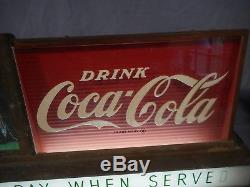 Vintage Coca Cola Lighted Sign with Flowing Water Fall Please Pay When Served