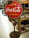 Vintage Coca-Cola Lollie Pop Sign Porcelain with Cast Iron Base