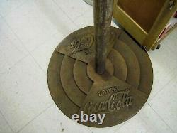 Vintage Coca-Cola Lollie Pop Sign Porcelain with Cast Iron Base