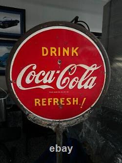 Vintage Coca-Cola Lollipop Sidewalk Sign Double Sided 1930's
