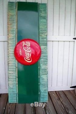 Vintage Coca-Cola Menu Board Sign Metal 61 3/4 x 24 With Both Orig. Brackets