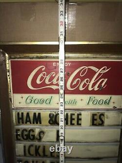 Vintage Coca Cola Menu Board Sign Soda Coke Advertising 30x18 Rare Design