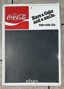 Vintage Coca Cola Metal Advertising Soda Chalkboard Menu Sign Coke Smile Life