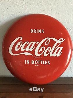Vintage Coca Cola Metal Button Sign 12
