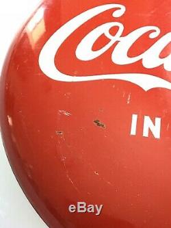 Vintage Coca Cola Metal Button Sign 12