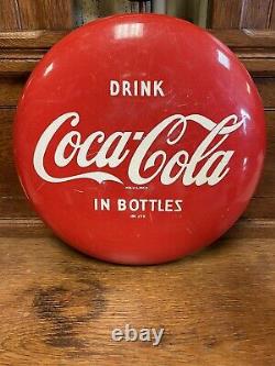Vintage Coca Cola Metal Button Sign 12 AM 17X