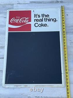 Vintage Coca Cola Metal Sign Its the Real Thing Chalkboard Menu Board 1970's