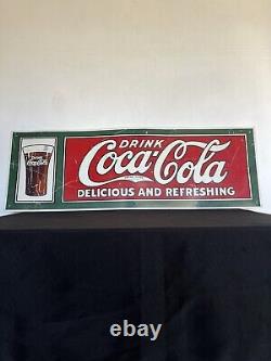 Vintage Coca-Cola Metal Sign L36XW12 Delicious And Refreshing