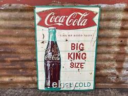 Vintage Coca Cola Metal Sign Original Antique Coke Sign 20x28 Bottle Robertson