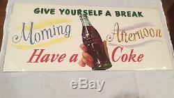 Vintage Coca Cola Paper Banner Morning Afternoon Sign, NOS 1950's