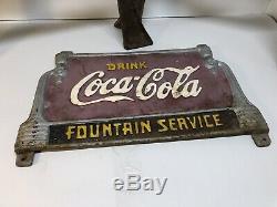 Vintage Coca Cola Park Bench Cast Iron Plaque & Legs COKE Soda FOUNTAIN SERVICE