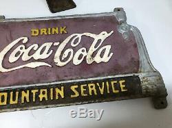 Vintage Coca Cola Park Bench Cast Iron Plaque & Legs COKE Soda FOUNTAIN SERVICE