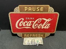 Vintage Coca-Cola Pause/Refresh Hanging Wood Sign
