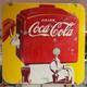 Vintage Coca Cola Porcelain 2-sided Metal Sign with Red Dispenser