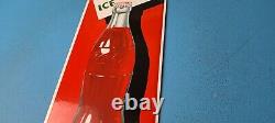 Vintage Coca Cola Porcelain 5 Cents Soda Bottles General Store Gas Pump Sign