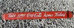 Vintage Coca Cola Porcelain Door Push Bar Grocery Store Advertising Coke Sign