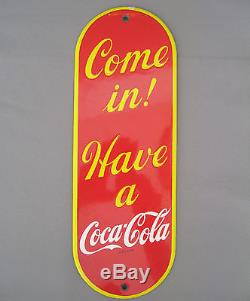Vintage Coca-Cola Porcelain Door Push Sign