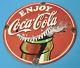 Vintage Coca Cola Porcelain Enjoy Coca-cola Soda Drink General Service Pump Sign