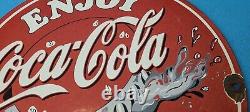 Vintage Coca Cola Porcelain Enjoy Coca-cola Soda Drink General Service Pump Sign