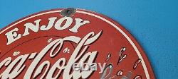 Vintage Coca Cola Porcelain Enjoy Coca-cola Soda Drink General Service Pump Sign