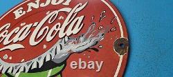 Vintage Coca Cola Porcelain Enjoy Coca-cola Soda Drink General Service Pump Sign