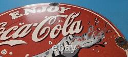 Vintage Coca Cola Porcelain Enjoy Coca-cola Soda Drink General Service Pump Sign