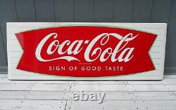 Vintage Coca-Cola Porcelain Fishtail Sled Soda Sign 68x24 Country/ General Store