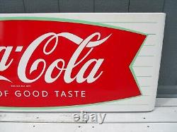Vintage Coca-Cola Porcelain Fishtail Sled Soda Sign 68x24 Country/ General Store