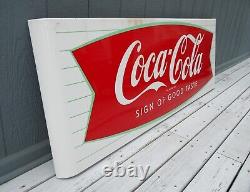 Vintage Coca-Cola Porcelain Fishtail Sled Soda Sign 68x24 Country/ General Store